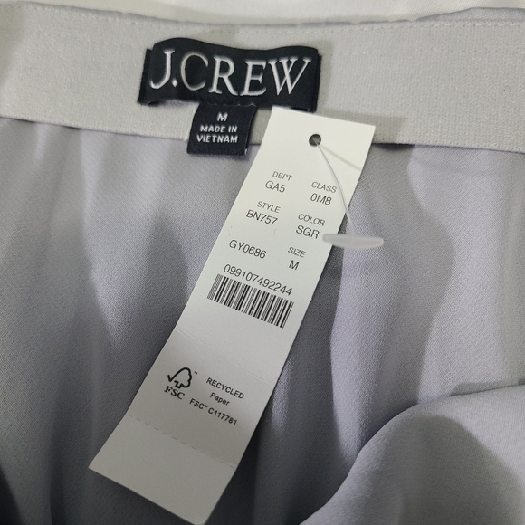 J. Crew Midi Marcia Pleated Silver Skirt NWT Size Med - Picture 9 of 12